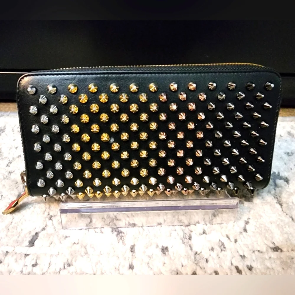 *SOLD* Christian Louboutin Panettone Spike Leather Wallet - Picture 1 of 14